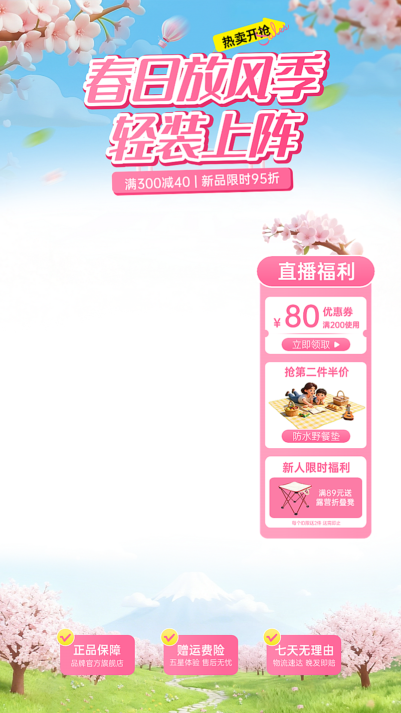 服饰上新服饰箱包春季营销直播贴片组合