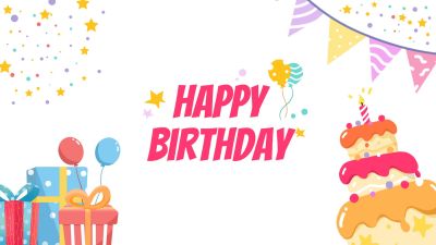 生日快乐插画蛋糕横版banner
