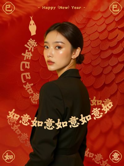 春节新年写真晒照小红书封面aigc