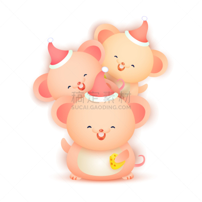 幸福,矢量,老鼠,鼠年,春节,新年前夕,三个物体,奶酪,2020,贺卡