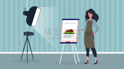 女人,厨房,饮食,领导能力,拿着,录像,炸鸡,女孩,围裙,主厨
