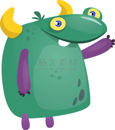 可爱的,怪物,卡通,分离着色,图像,魔鬼,动物,性格
