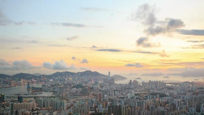 空中香港Skyline九龙城市景观