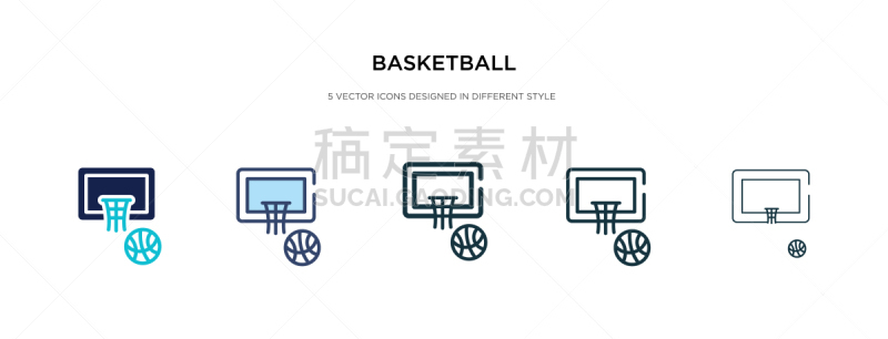 basketball icon in different style two colored