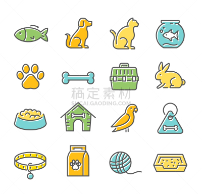 兽医,宠物,计算机图标,玩具,狗,细的,动物,鸟类,兔子,鱼类