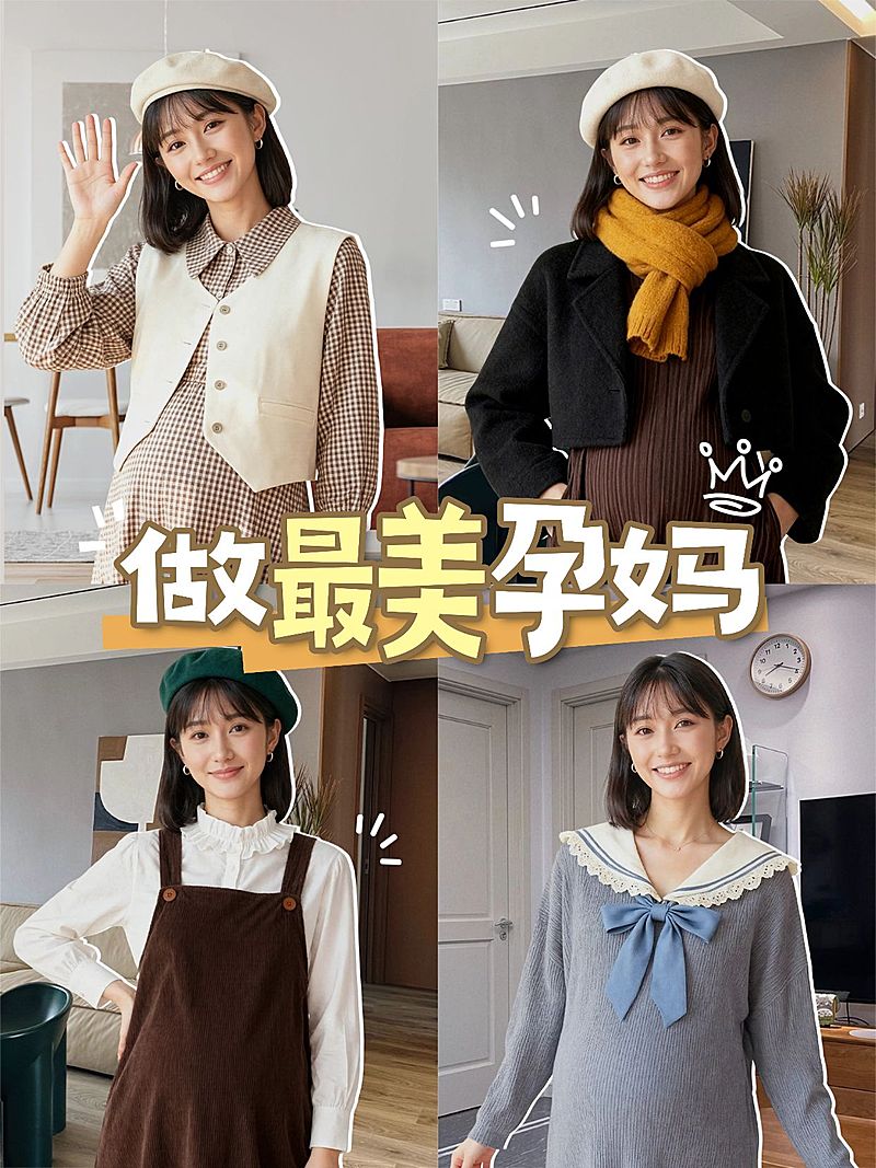 母婴亲子孕产孕期穿搭攻略拼图人像小红书封面