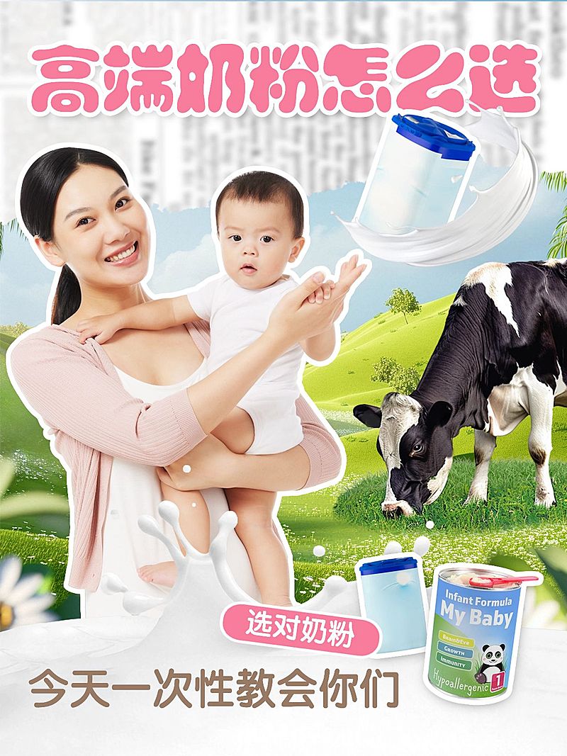 母婴奶粉科普攻略测评小红书封面aigc