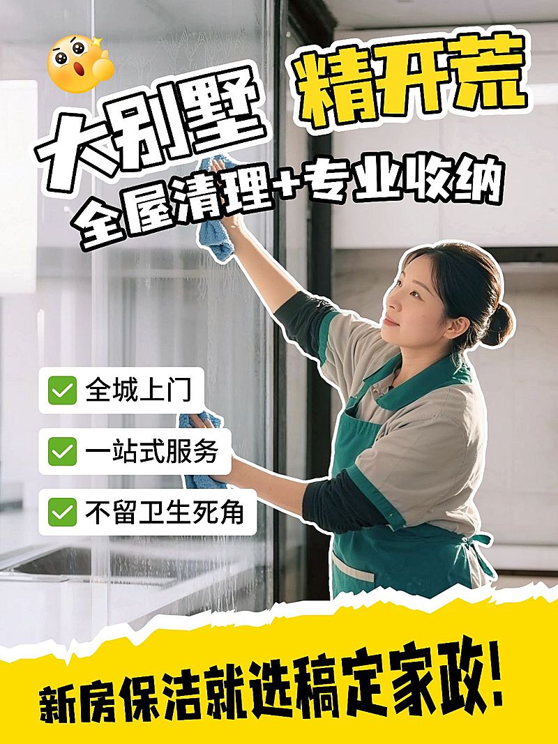 家政家居清洁服务小红书封面aigc
