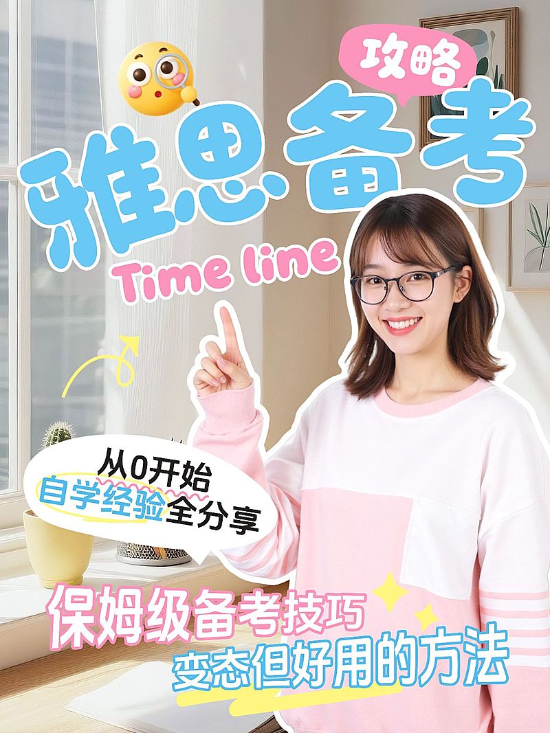 教育培训境外留学雅思备考技巧分享人像小红书封面