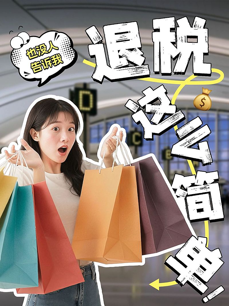 退税攻略指南分享自媒体博主网感人像小红书封面