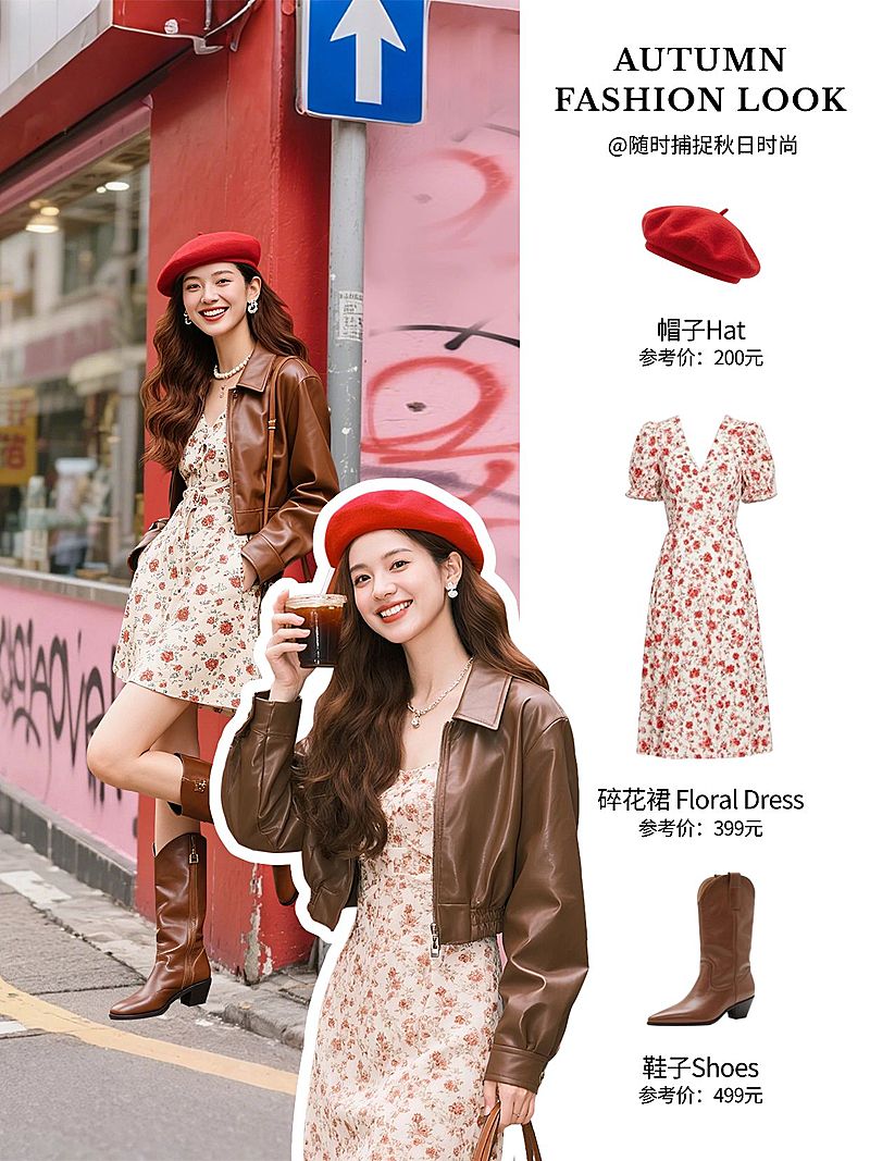 秋日时尚穿搭攻略指南分享小红书封面aigc