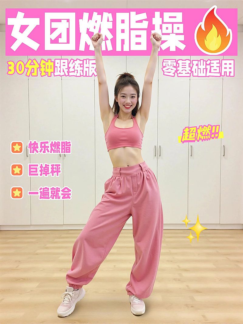 运动健身自媒体博主减脂操跟练视频小红书封面aigc