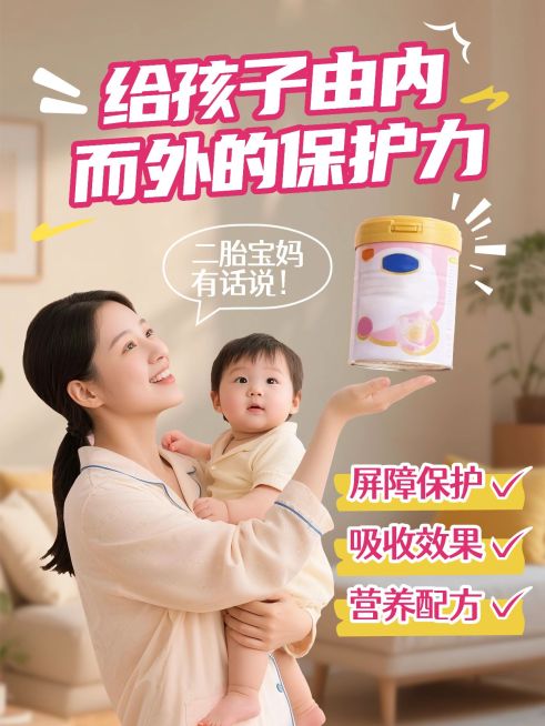 母婴奶粉攻略分享吸睛人像小红书封面预览效果