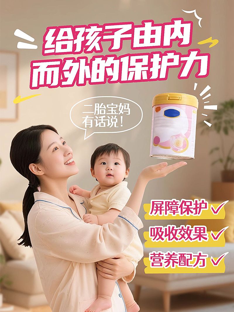 母婴奶粉攻略分享吸睛人像小红书封面