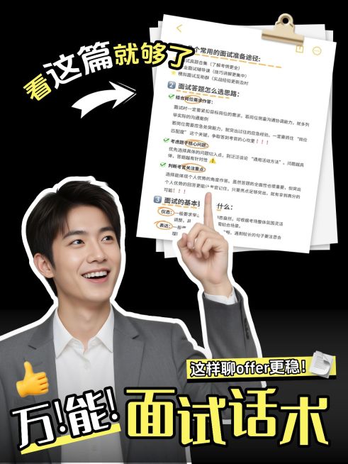 面试话术分享职场攻略指南小红书封面预览效果