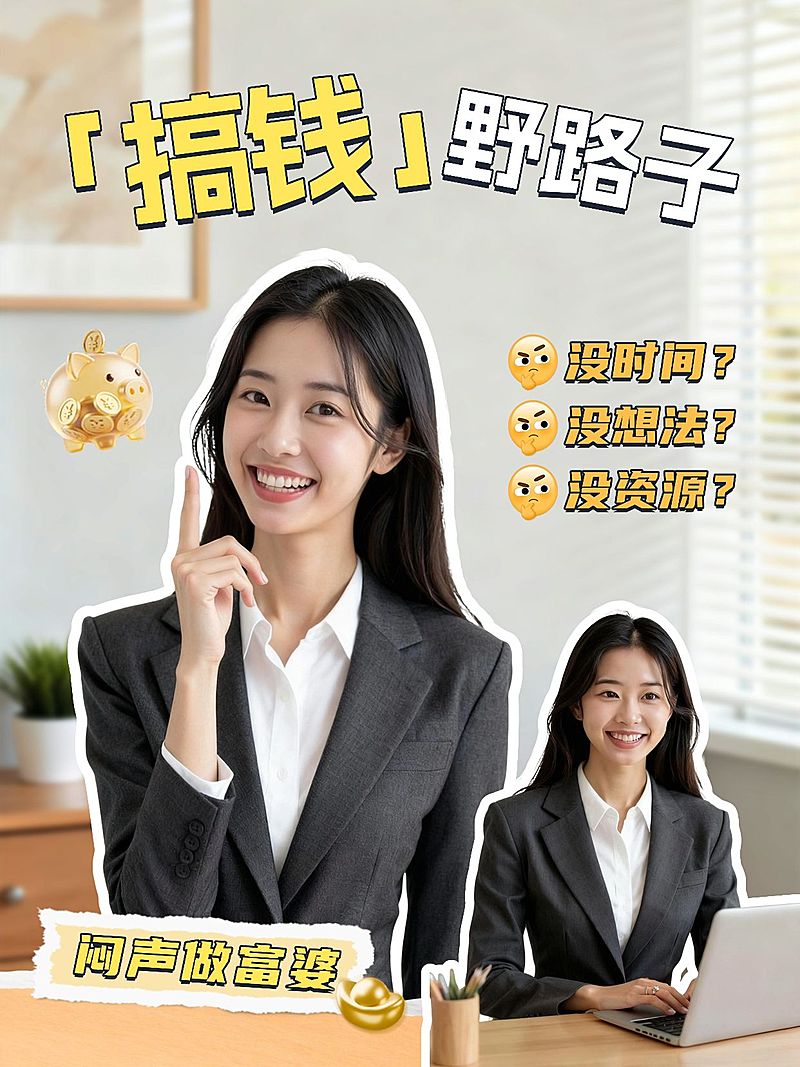 搞钱小妙招科普攻略分享人像小红书封面