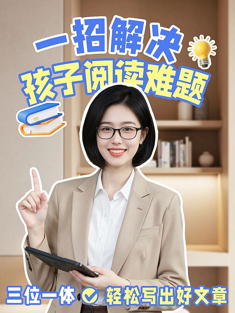 教育培训素质教育少儿阅读攻略科普人像小红书封面