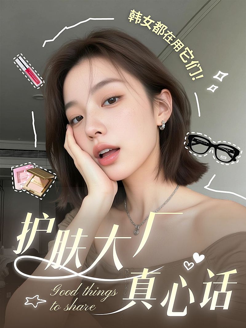 美容美妆护肤科普指南分享吸睛人像小红书封面