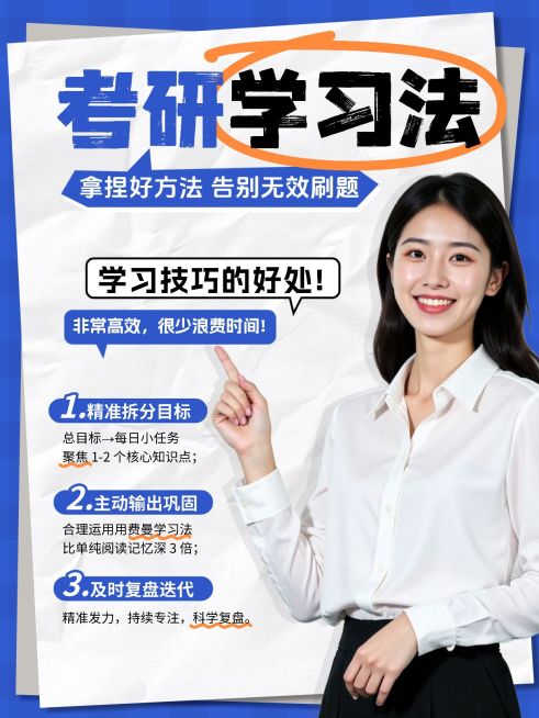 考研备考攻略分享人像小红书封面预览效果