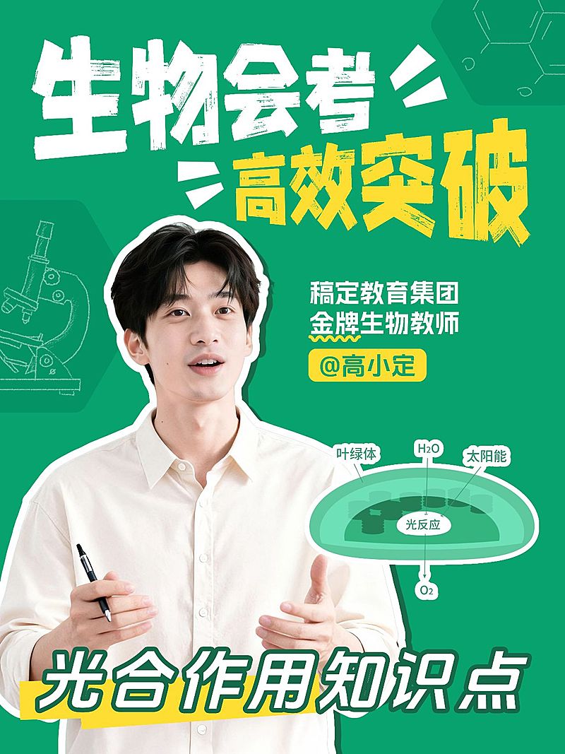 教育培训K12教育高中生物知识点讲解人像小红书封面