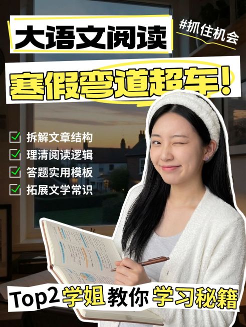 教育培训K12教育大语文阅读课程介绍人像小红书封面预览效果