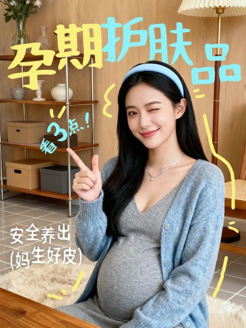 母婴亲子孕产孕期护肤品好物推荐人像小红书封面预览效果