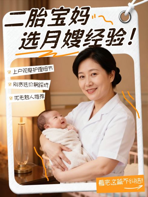 母婴亲子孕产月嫂服务推荐人像小红书封面预览效果