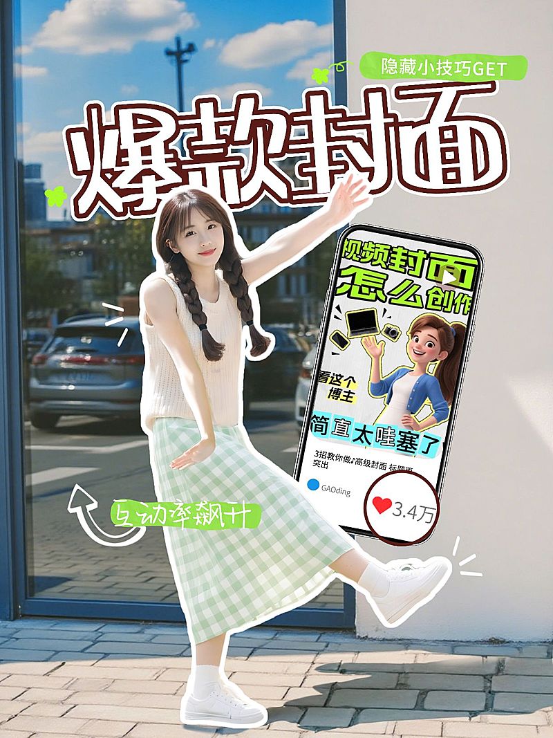 人像吸睛网感视频封面小红书封面aigc