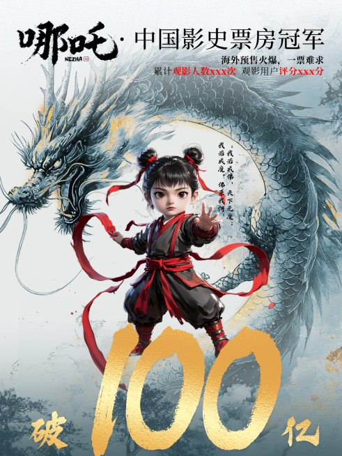 哪吒热点票房宣发小红书封面aigc预览效果