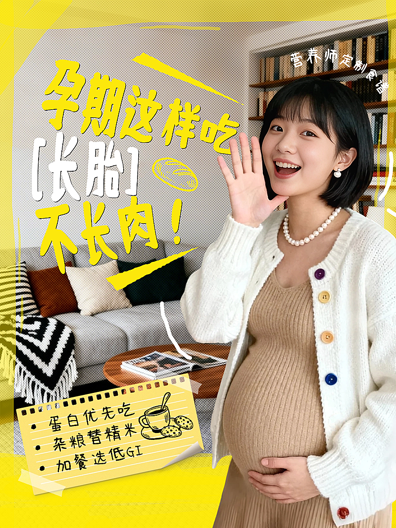 母婴亲子孕产孕期饮食攻略人像小红书封面