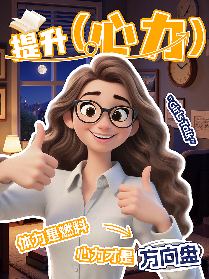 自我提升指南分享趣味卡通人像励志小红书封面aigc