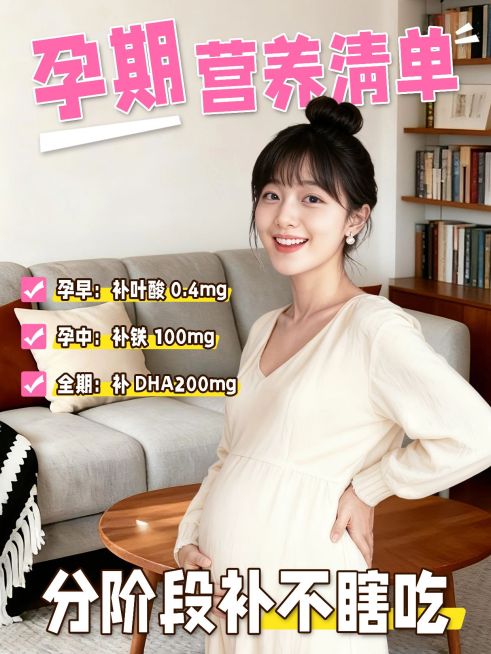 母婴亲子孕产孕期营养清单分享人像小红书封面预览效果