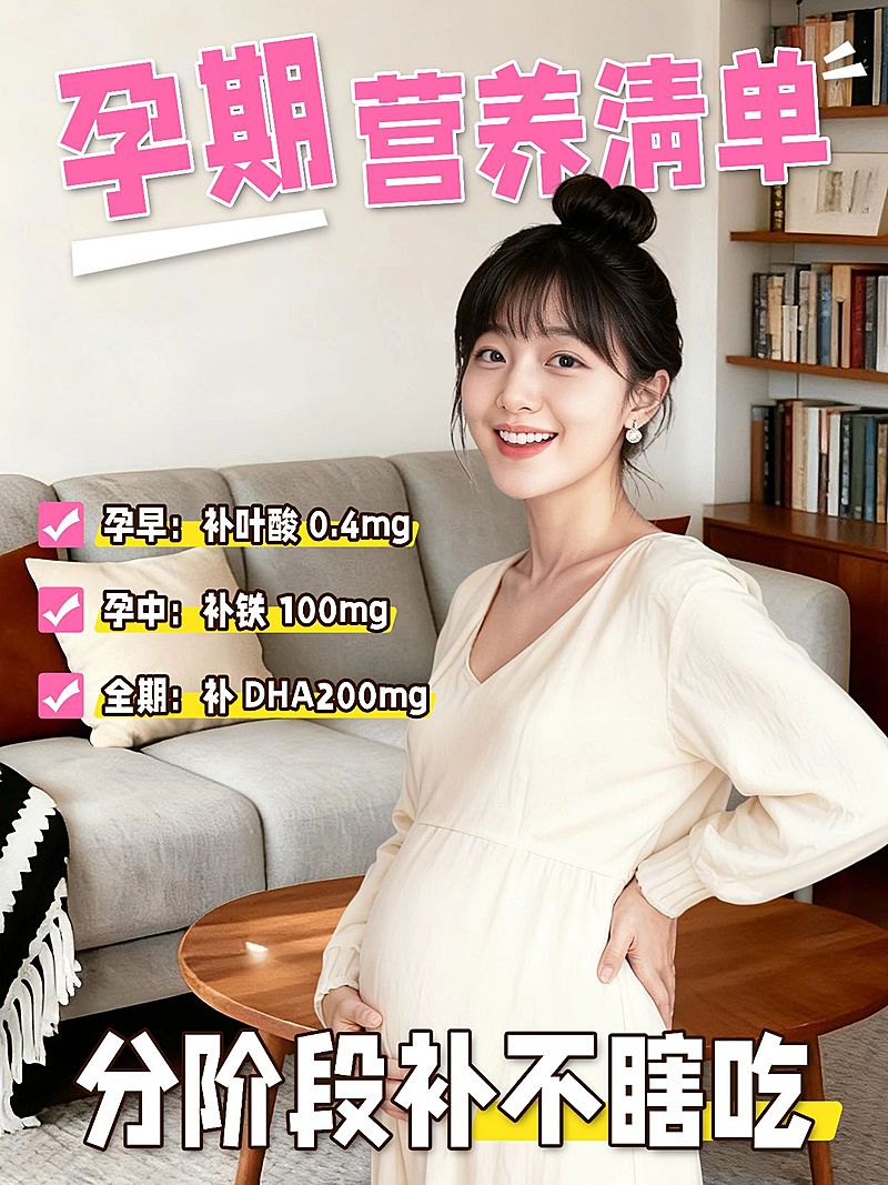 母婴亲子孕产孕期营养清单分享人像小红书封面