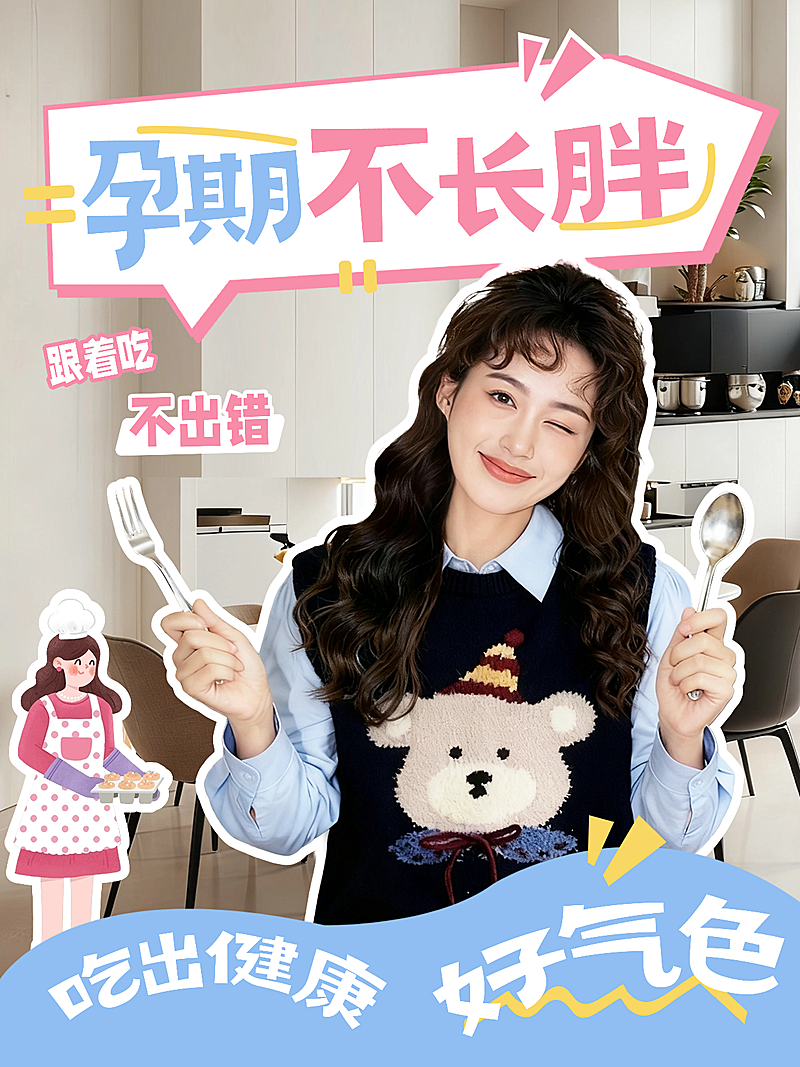 母婴亲子孕产孕期饮食分享人像小红书封面