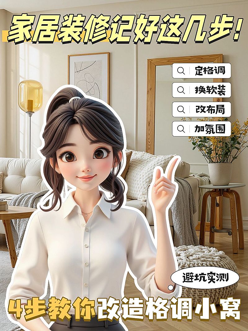 家居装修攻略小红书封面aigc
