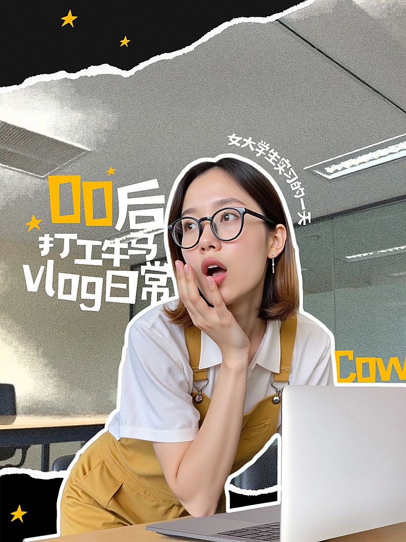 职场办公室网感视频封面vlog小红书封面aigc