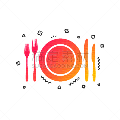 餐刀,盘子,几何形状,食品,餐具,餐馆,证章,叉,联系,剪影