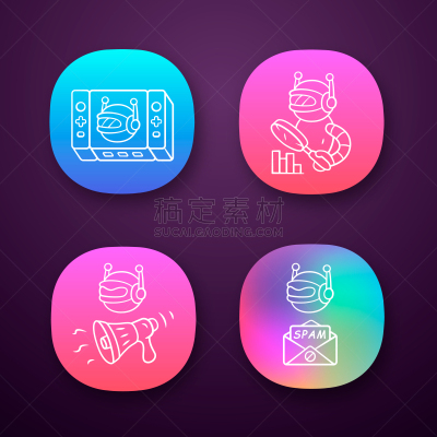 垃圾邮件,矢量,网络空间,绘画插图,电子人,计算机图标,自动的,手机,移动应用程序,监视