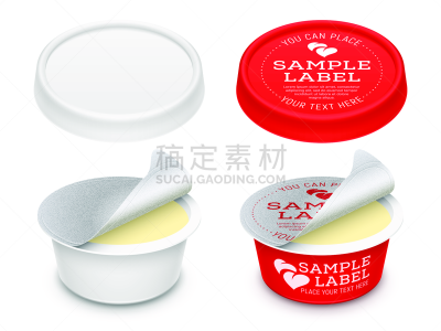 盖子,绘画插图,模板,开着的,铝箔,圆形,矢量,塑料容器,封印,一次性物品