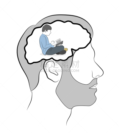 人的头部,男人,人,书,矢量,绘画插图,羊毛帽,坐,读书,坐
