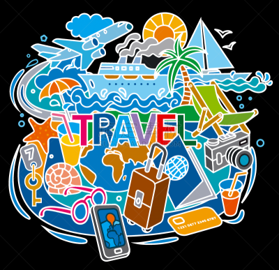 概念,乱画,旅途,行李,游艇,手提箱,飞机,夏天,乘船游