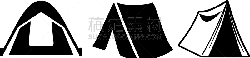 分离着色,帐篷,图标,白色背景,旅途,自由,设备用品,拿着,营火,屋顶