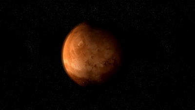 火星行星在外层空间旋转