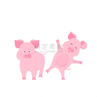 可爱的,猪,动物,卡通,幽默,农业,传统,春节,坐,站