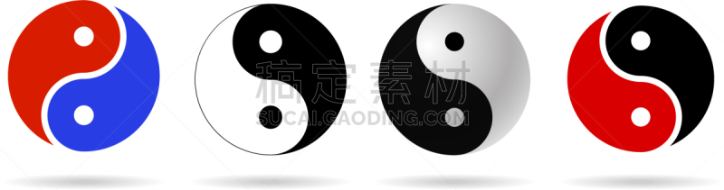 阴阳符,图标集,亚洲,红色,平衡,图像,矢量,移动应用程序,三维图形