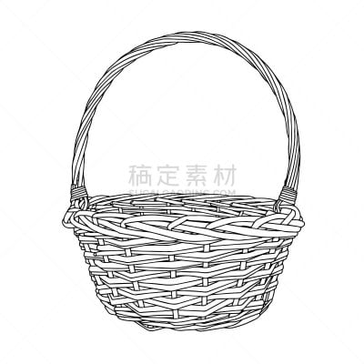 篮子,空的,野餐篮,草图,绘画插图,分离着色,白色背景,手,竹子,绘制
