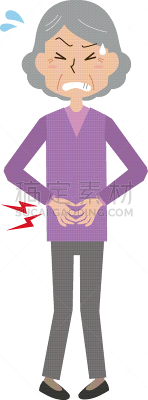 胃疼,祖母,一个人,简单,女人,胃癌,全身像,仅一个老年女人,绘画插图