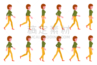 前进的道路,女孩,矢量,女人,绘画插图,青年人,连续性,白色背景,裤子,步行
