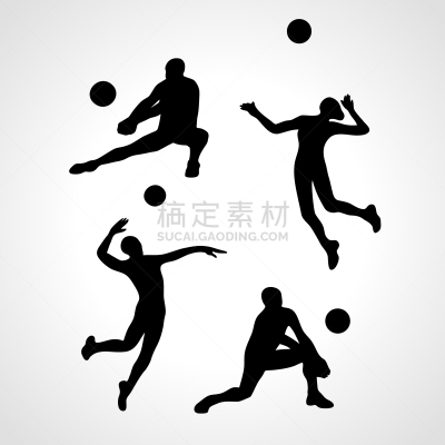 排球运动,男人,田径运动,图像,矢量,收集,休闲,训练,剪影,截击
