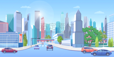 市区,路,夏天,绘画插图,城市,都市风景,城镇,街道,建筑,三维图形